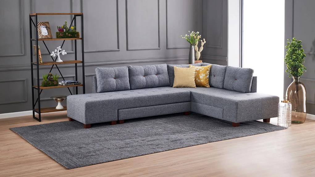 Canapea extensibilă de colț Manama Corner Sofa Bed Right - Grey