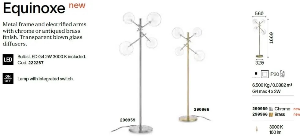 Lampadar / Lampa de podea moderna Equinoxe pt4 crom