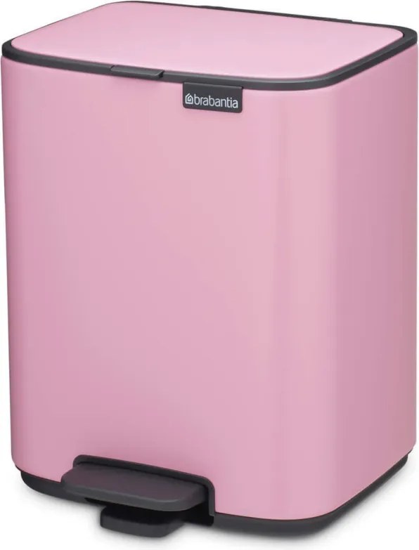 Cos de gunoi Brabantia Bo Pedal 1010445, 7 l, Inchidere lenta, Baza cauciucata, Roz