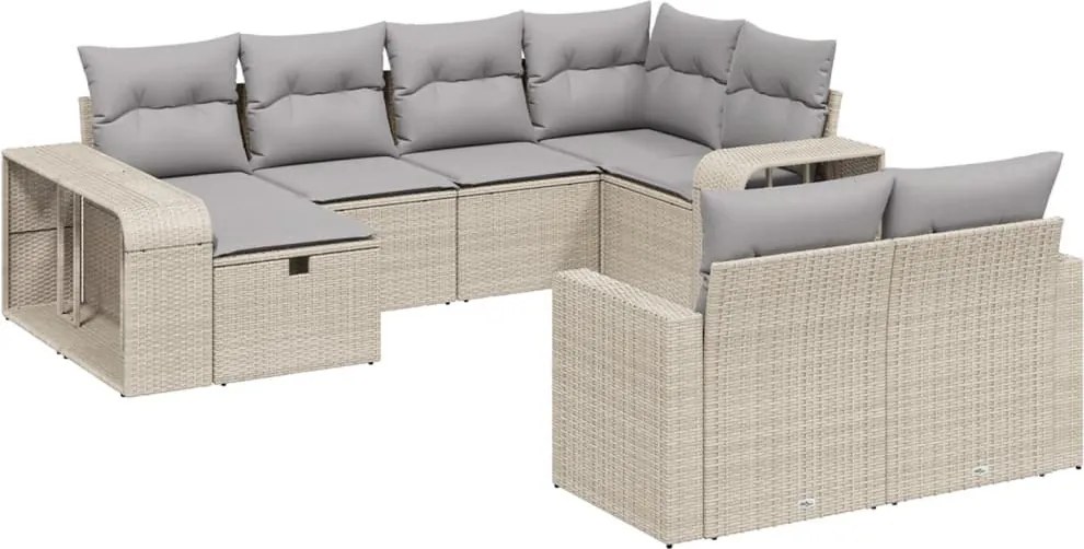 vidaXL Set canapele de grădină cu perne, 10 piese, bej, poliratan