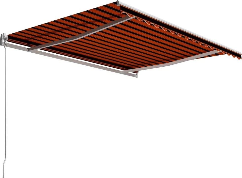 vidaXL Copertină retractabilă manual, portocaliu & maro, 400 x 300 cm
