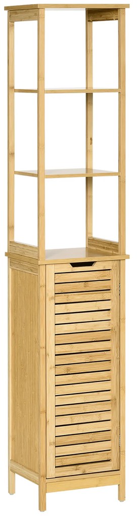 Kleankin Turn Mobilier Baie, Spațiu Depozitare Vertical, Lemn, 34x30x173cm, Design Compact | Aosom Romania