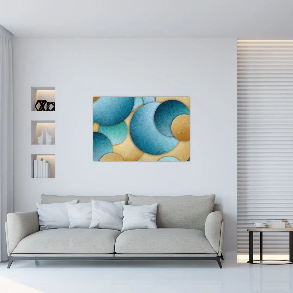 Tablou cu abstracție cercuri (90x60 cm)