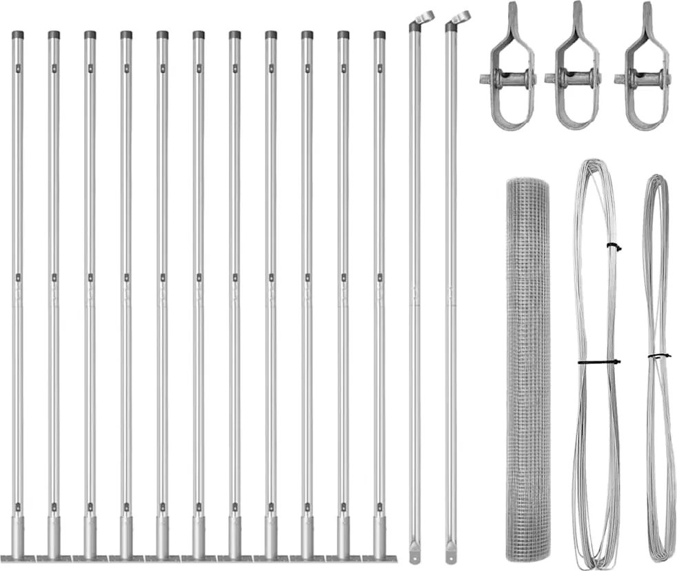 vidaXL Stâlp de gard. Argintiu 25 x 1,2 m (plasă de 16 x 16 mm) Oțel
