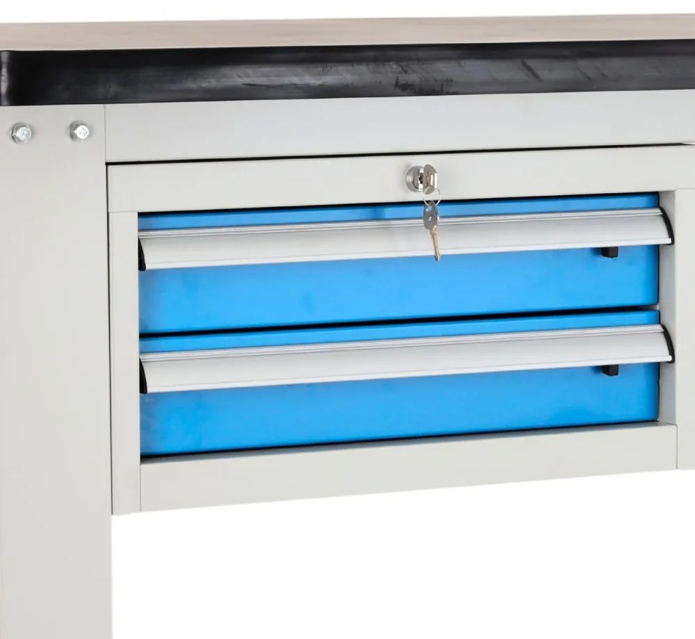 Masa atelier Solid MDF-21, 180 cm, 2 cutii suspendate, negru