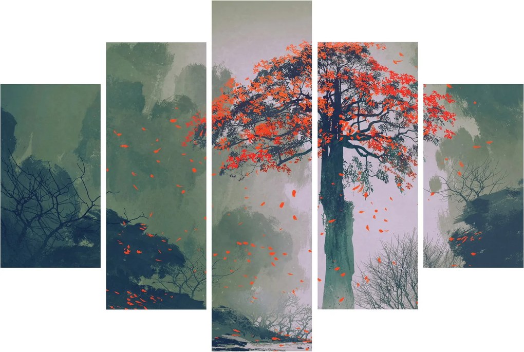 Tablou - Copacul roșu singuratic (150x105 cm)