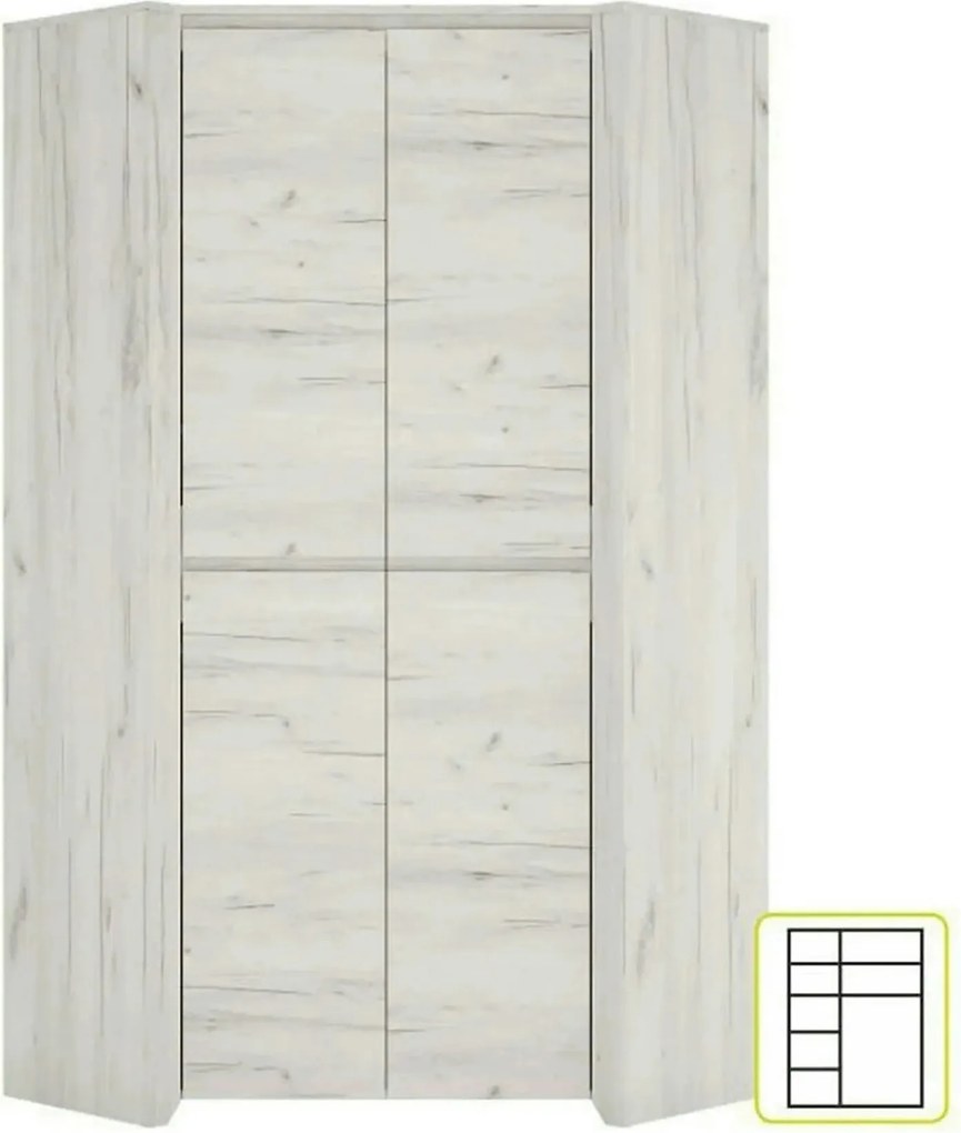 Dulap ANGEL tip 21, alb craft, PAL melaminat, cu 2 usi, 96x96x191 cm