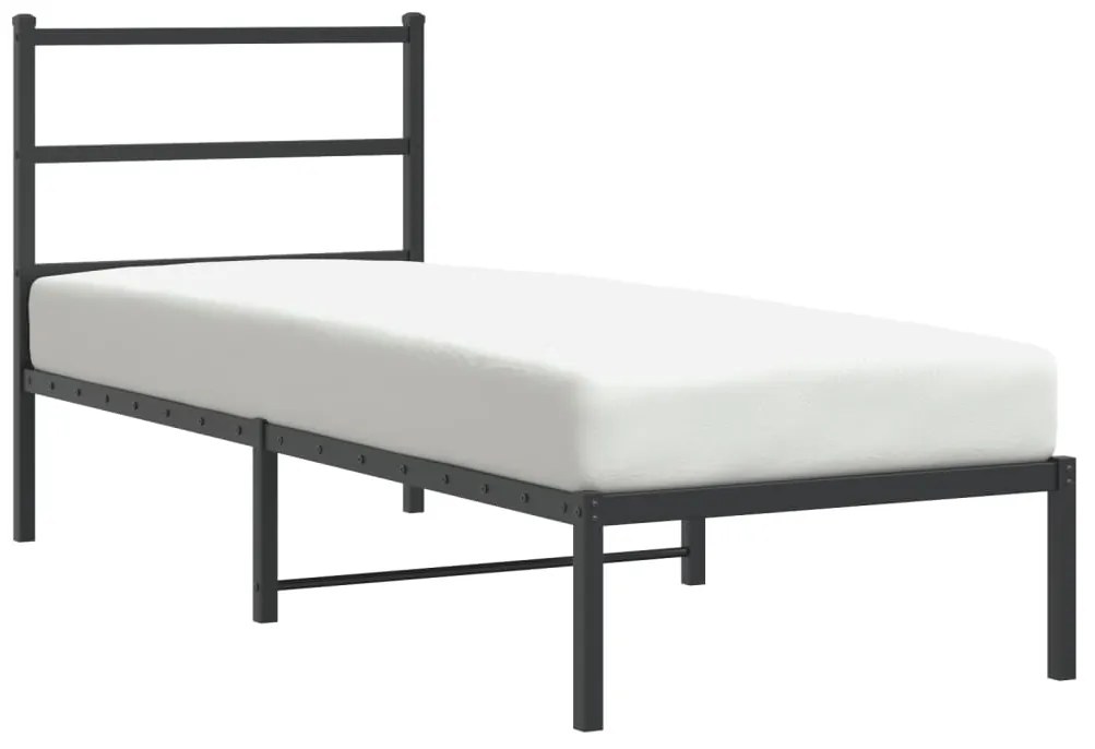 355355 vidaXL Cadru de pat metalic cu tăblie, negru, 75x190 cm