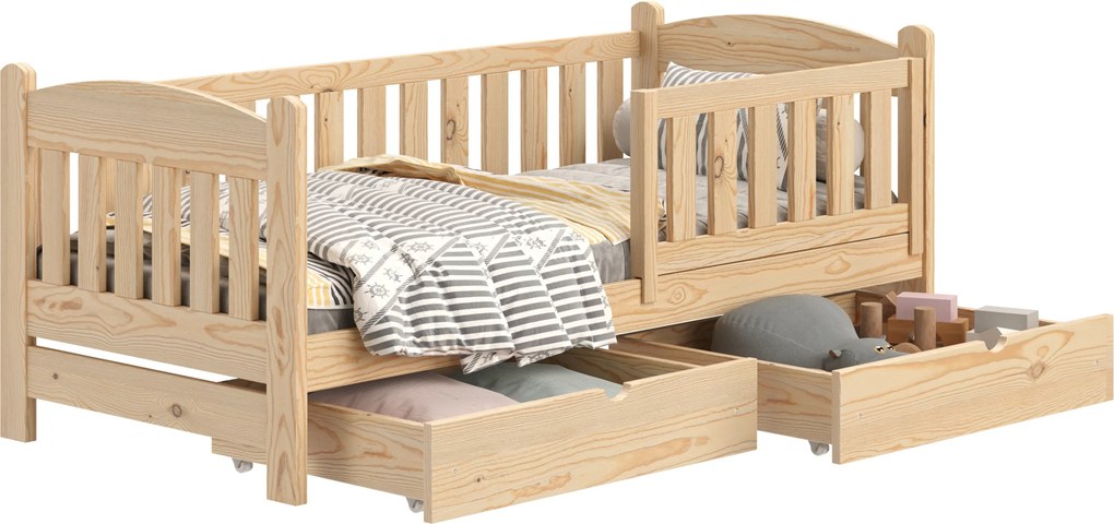 Pat copii din lemn cu sertare Alvins 90x180 - pin