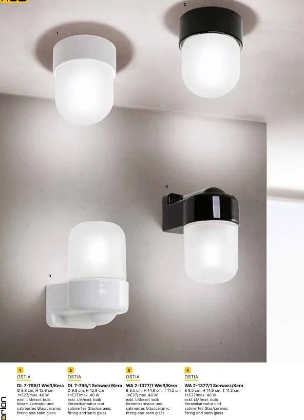 Aplica de perete design minimalist din ceramica neagra OSTIA