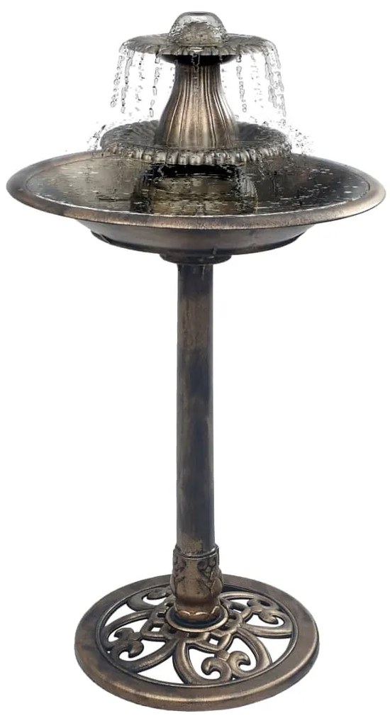vidaXL Bazin pentru păsări cu fântână, bronz, 50 x 91 cm, plastic