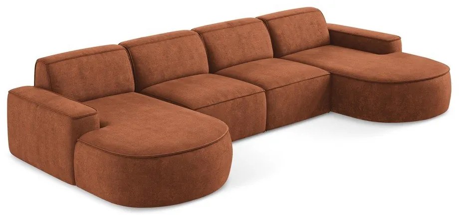 Colțar teracotă cu tapițerie din chenille (în formă de "U") Omao – Makamii