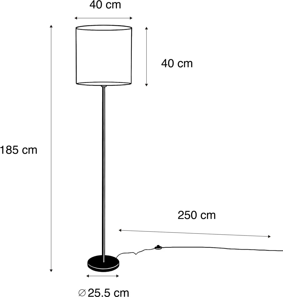 Lampă de podea neagră cu abajur din catifea maro 40cm - Simplo