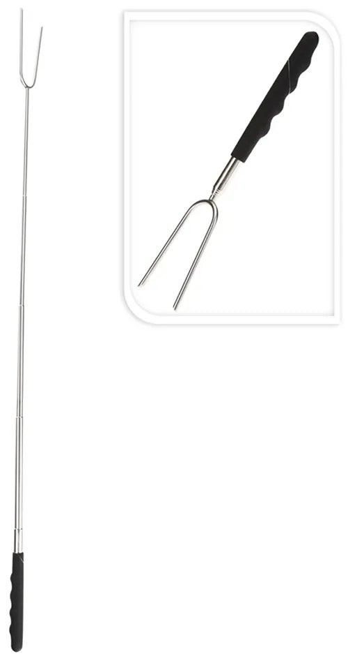 Furculita extensibila gratar, 72 cm, polivinil/otel, negru