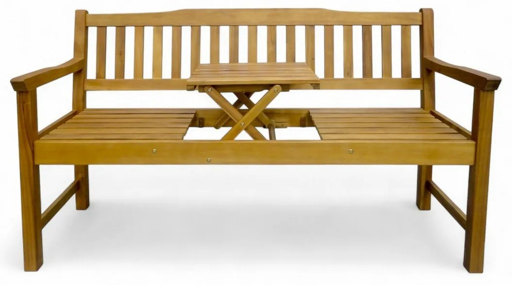 Bancă din lemn cu măsuță Eva, 150 x 60 x 88 cm