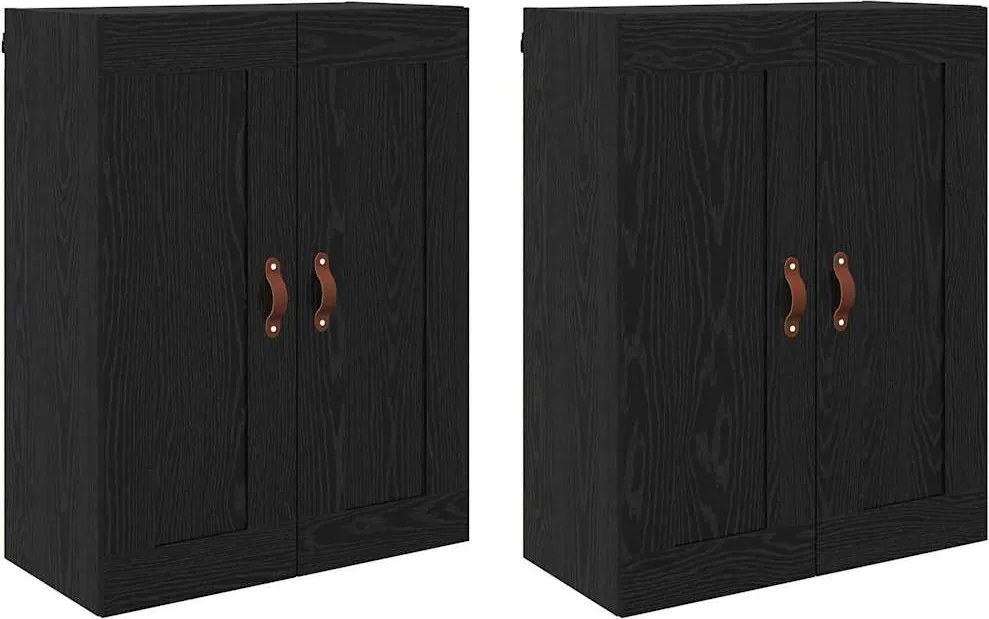 vidaXL Cabinet suspendat 2 pcs Stejar Negru 69,5 x 34 x 90 cm