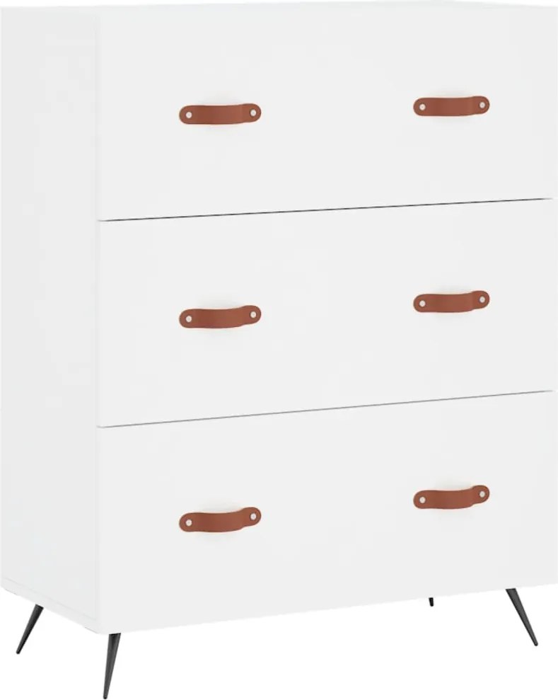 vidaXL Comodă cu sertare, alb, 69,5x34x90 cm, lemn compozit