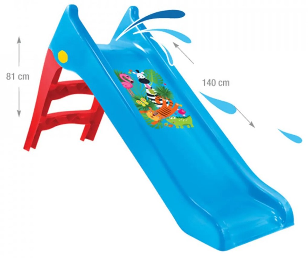 Tobogan Pentru Copii Novokids™ Jungle Slide, Pentru Interior si Exterior, Functie Tobogan cu Apa, Adaptor Furtun, Panta alunecare 140 Centimetri,