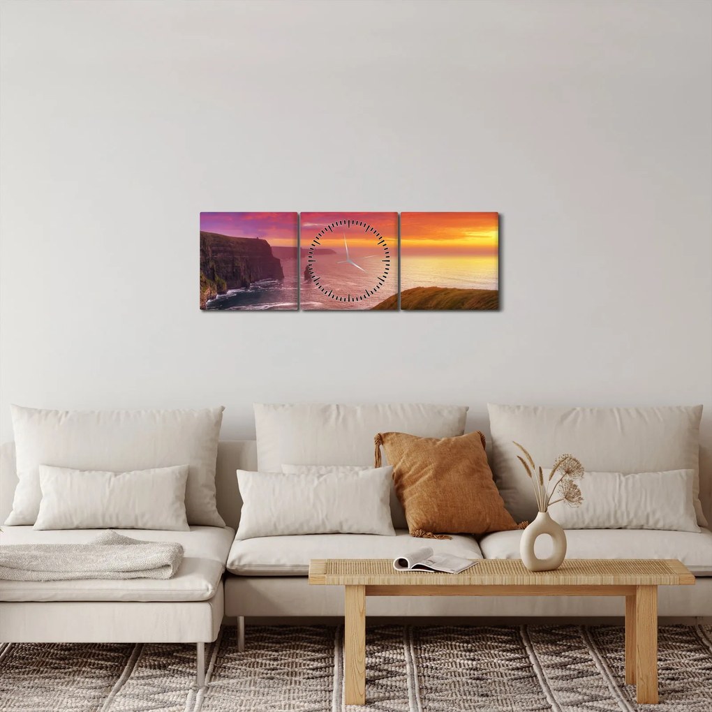 Tablou - Stâncile din Moher (cu ceas) (90x30 cm)