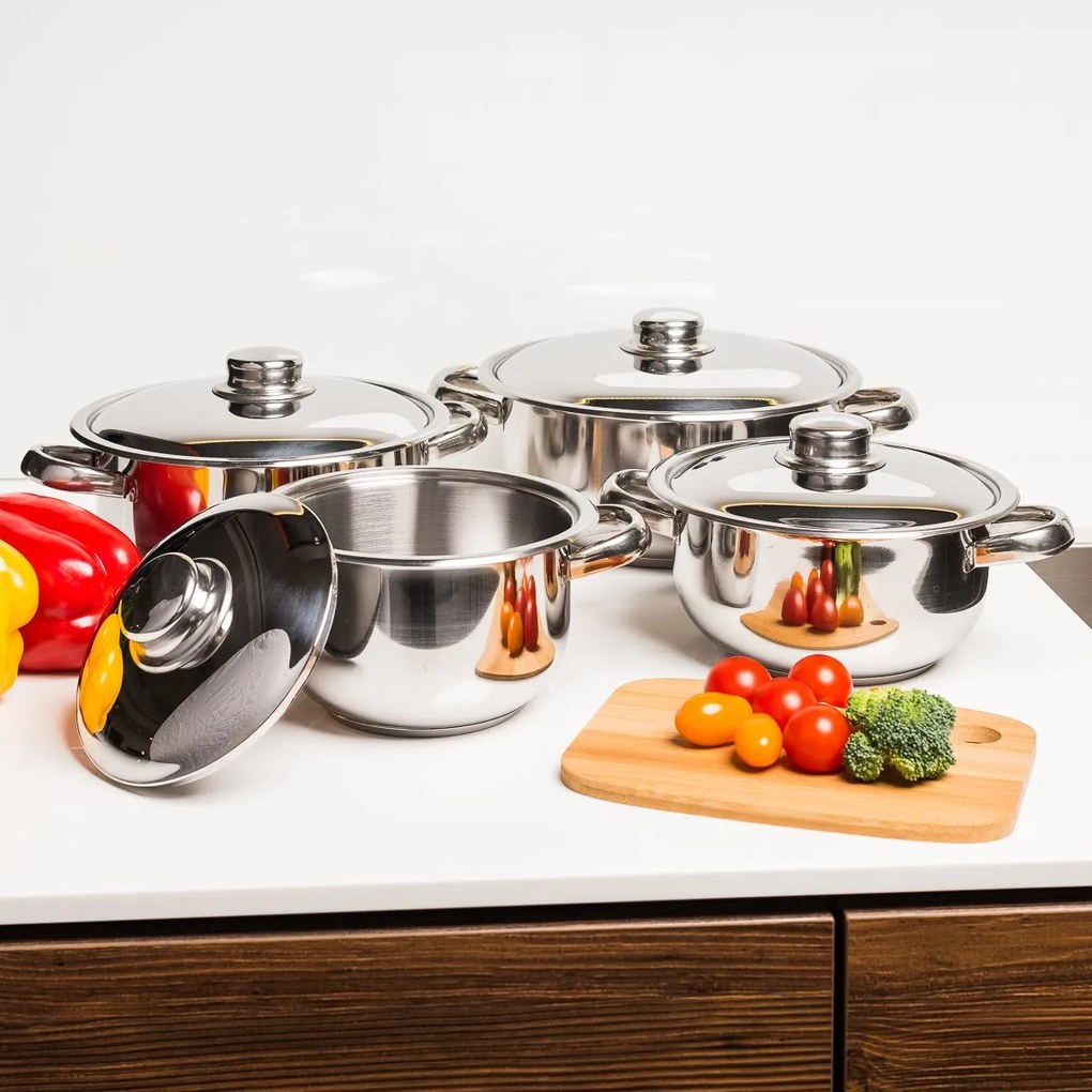 Set oale inox cu capac inox 4Home Destiny, 8 piese
