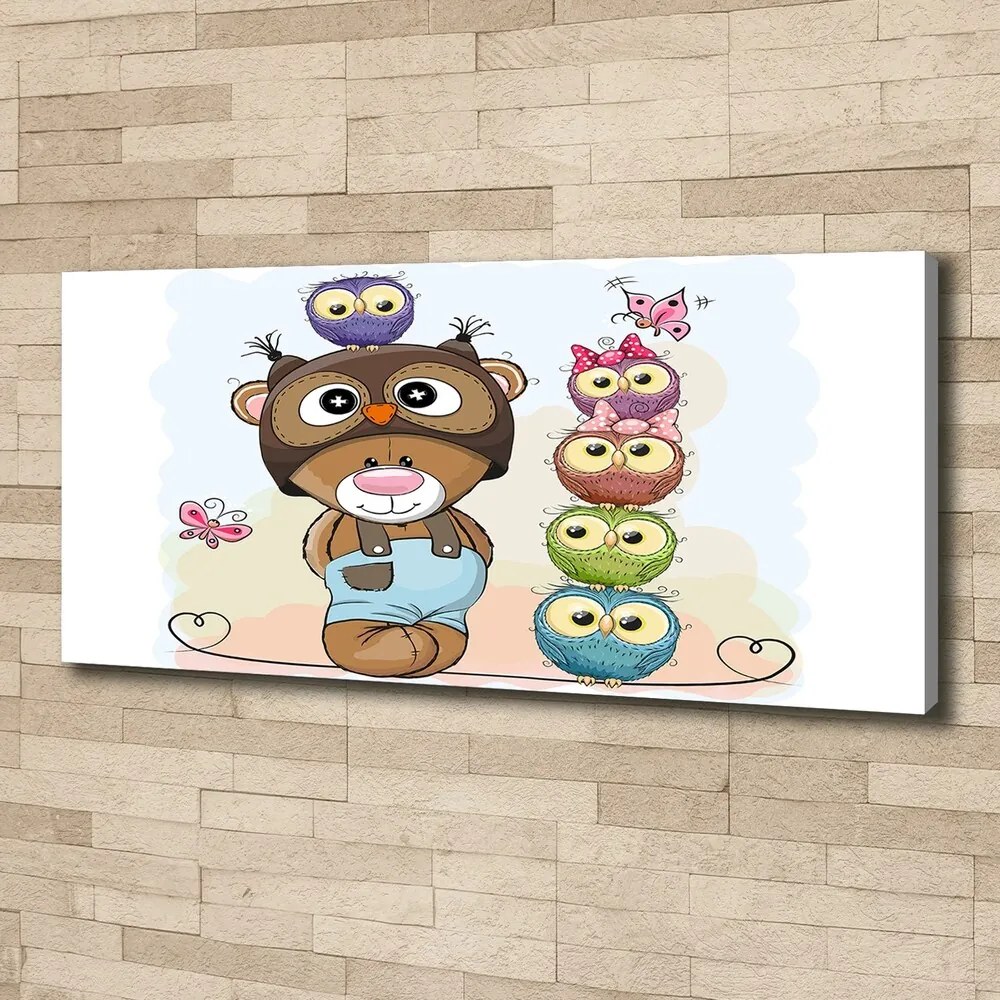 Tablou pe pânză canvas Ursul și owl