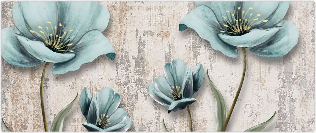 Tablou - Flori texturate (120x50 cm)