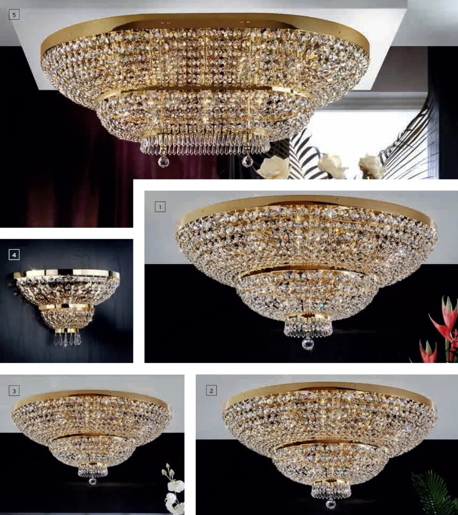 Lustra XXL aplicata cristal Schöler design de lux Sheraton 120cm, 24K gold plated