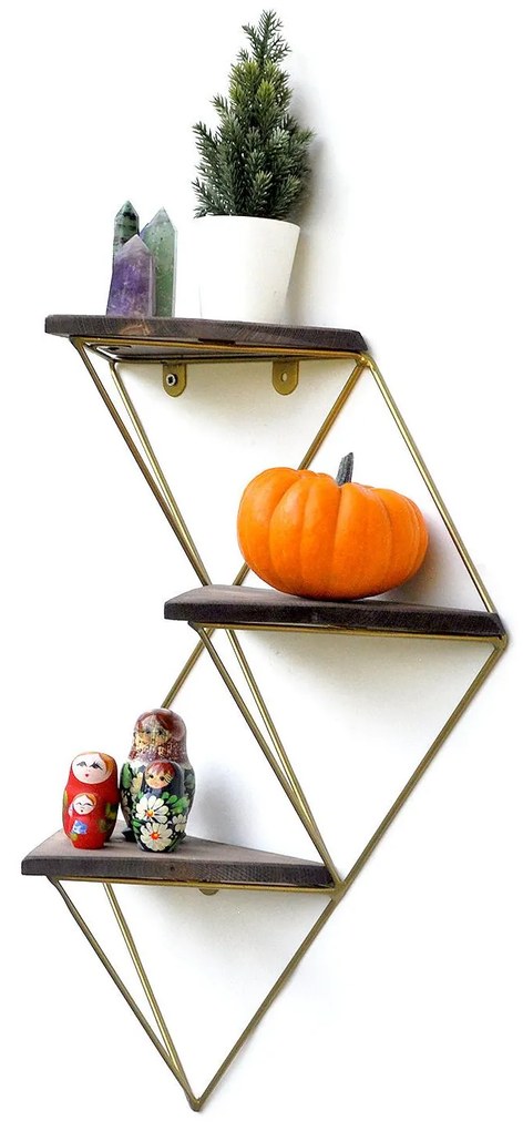 Raft de perete decorativ Duvelo 18 (nuc + auriu) . Promo -6%. 1093669