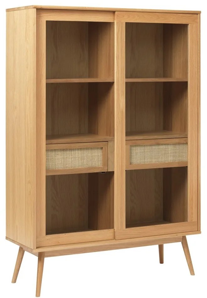 Vitrină în culoare naturală cu aspect de lemn de stejar cu ușă glisantă 110x160 cm Barrali – Unique Furniture