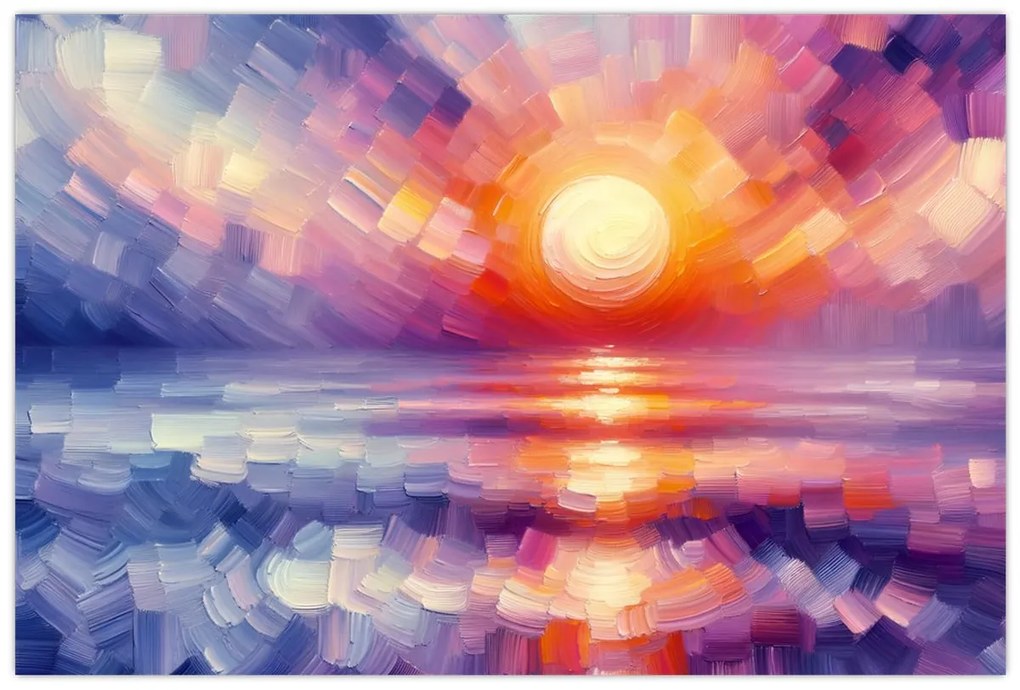 Tablou - Apus de soare artistic colorat (90x60 cm)