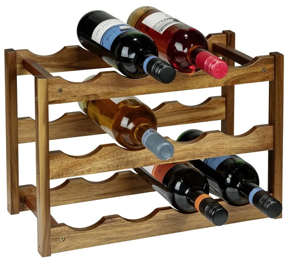 Raft pentru sticle de vin în culoare naturală din lemn de acacia număr de sticle 12 42x28x21 cm Fondi – Wenko