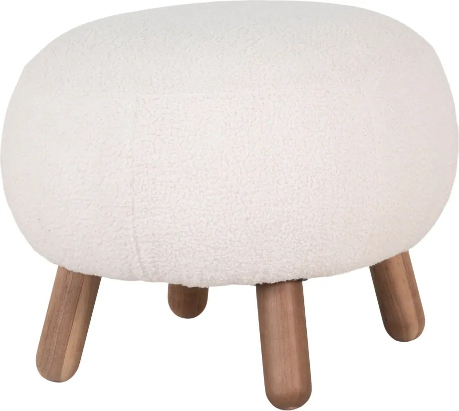 Suport pentru picioare Savona, piele de oaie falsă, picioare cu efect de nuc alb