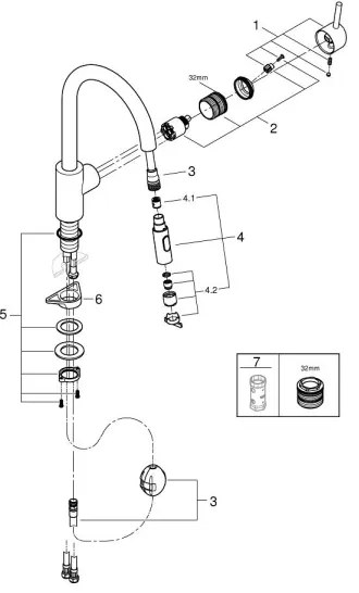 GROHE 31483002 - Baterie pentru chiuvetă CONCETTO, crom lucios