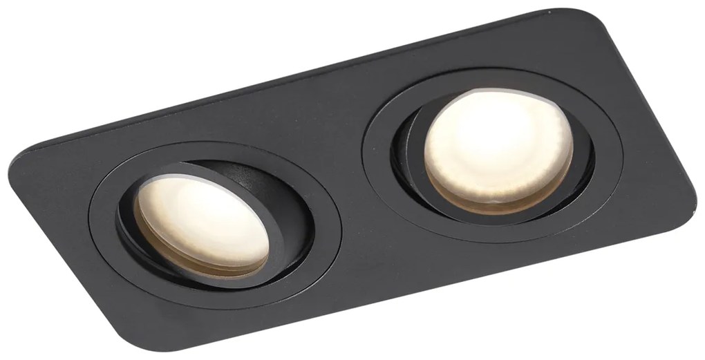 Spot încastrat rotund negru GU10 50mm rotativ și înclinabil IP44 2 lumini - Alberto