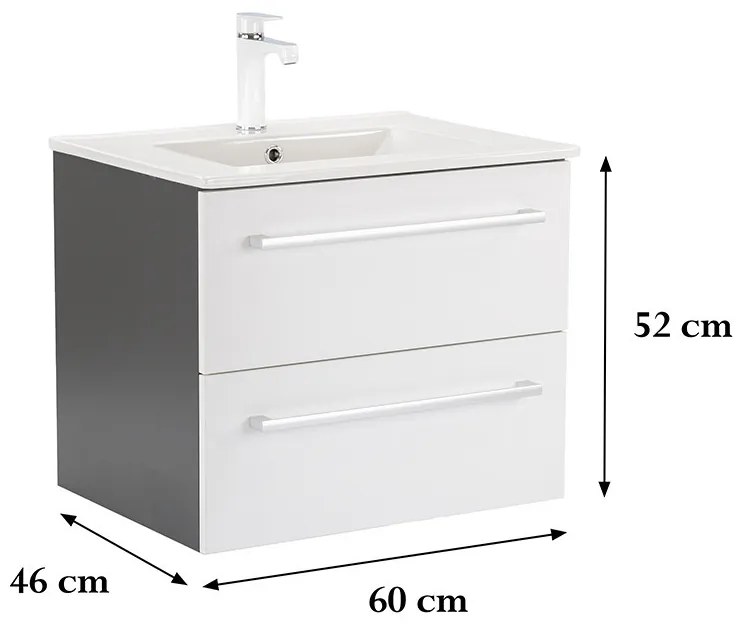 Dulap inferior Vario Clam 60 cu lavoar antracit-alb