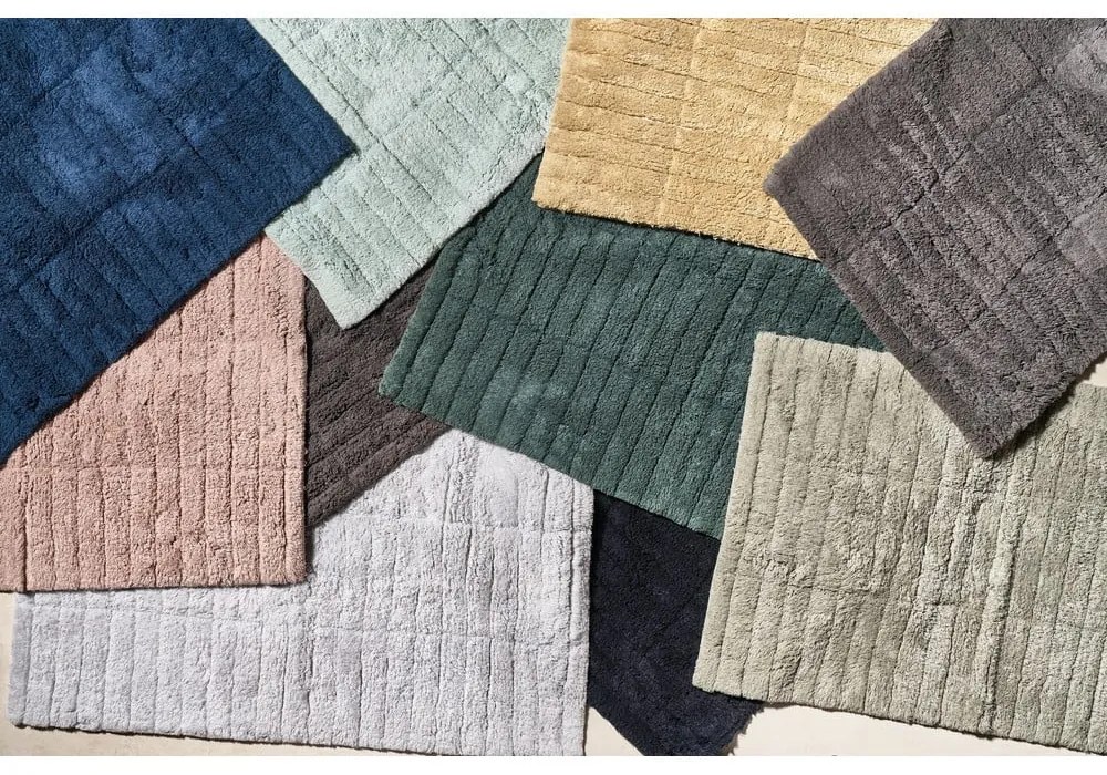 Covoraș din bumbac pentru baie Zone Tiles, 80 x 50 cm, alb