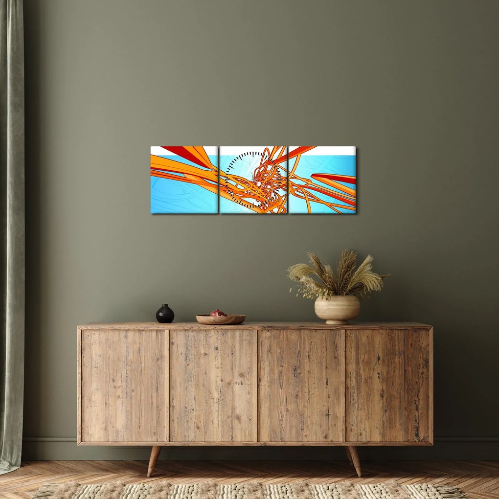 Tablou - Linii împletite, abstracție (cu ceas) (90x30 cm)