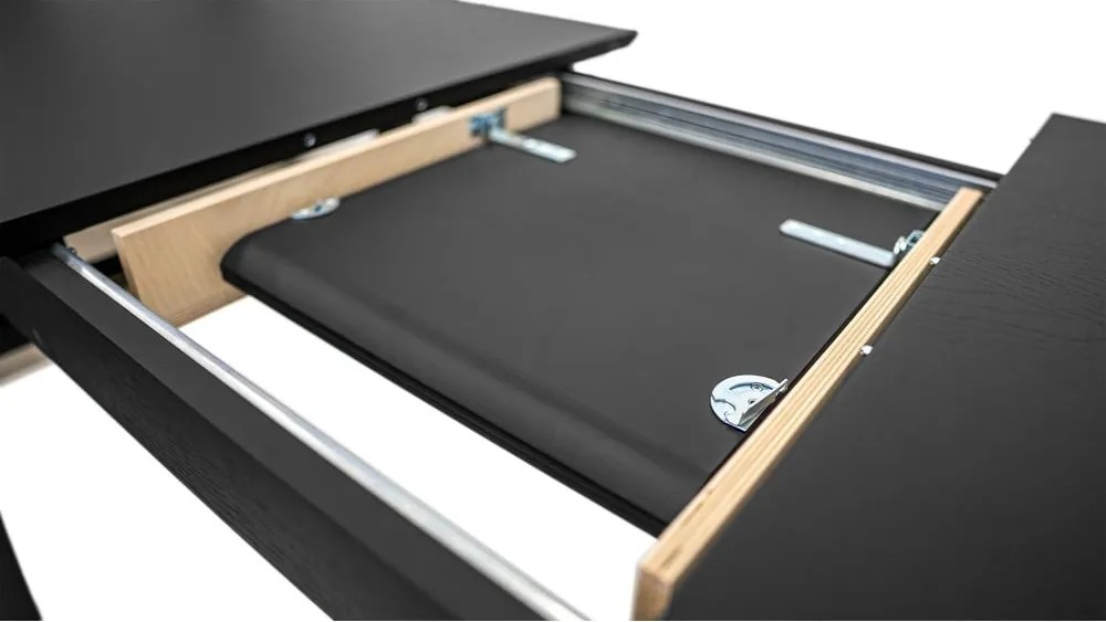 Masă de dining extensibilă cu aspect de lemn de stejar cu blat suplimentar 90x180 cm Curved – Woodman