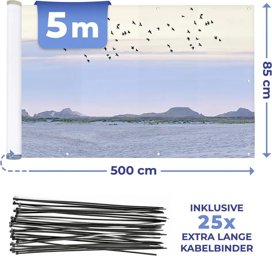 Paravan pentru balcon din plastic 500x85 cm North Sea Coast – Maximex