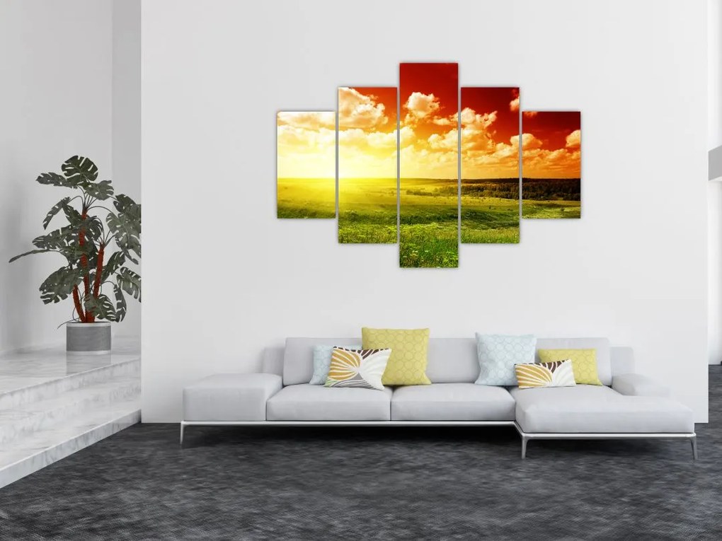Tablou cu luncă cu soarele strălucitor (150x105 cm)