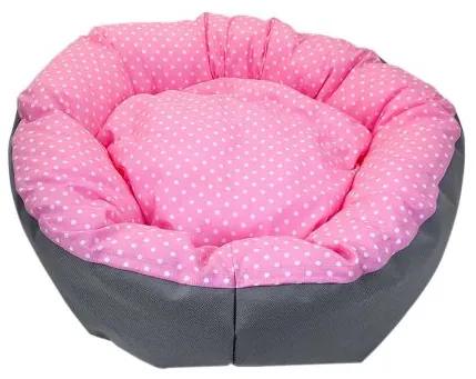 Culcus pentru caine/pisica, model buline, roz, 67 cm