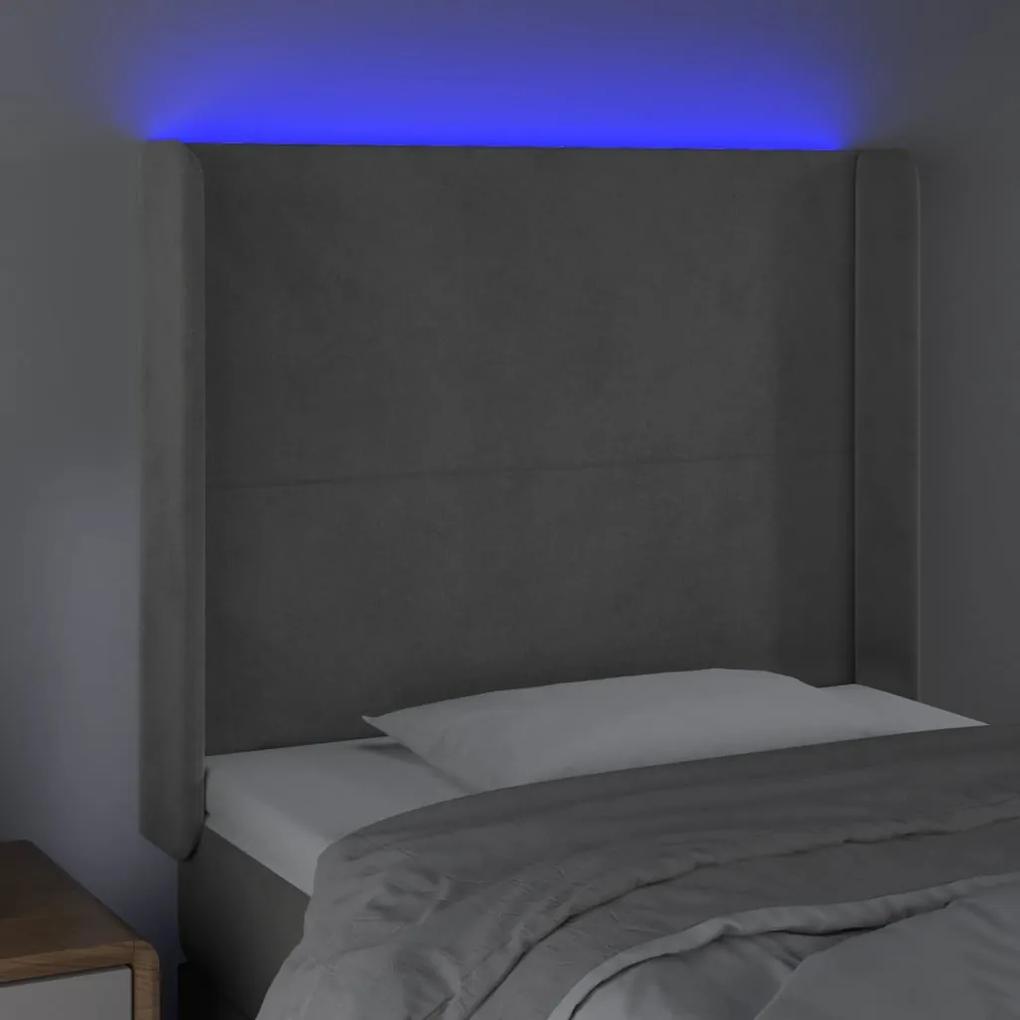 Tablie de pat cu LED, gri deschis, 83x16x118 128 cm, catifea 1, Gri deschis, 83 x 16 x 118 128 cm