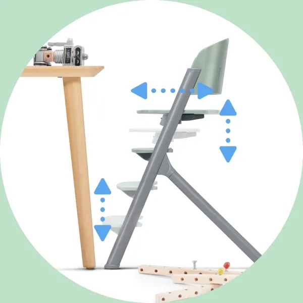 Scaun de masă pentru copii KINDERKRAFT SELECT LIVY Premium Olive green + șezlong CALMEE