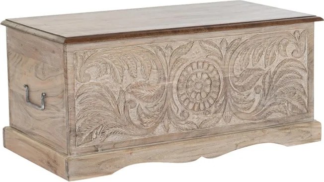 Cufar din lemn de acacia sculptat manual, 90X40X40 cm, "Epoque"