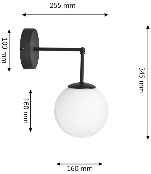 Lampă de perete MOON 1xE27/15W/230V negru