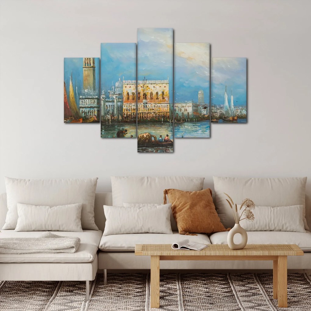 Tablou - Gondola care trece prin Veneția, pictură în ulei (150x105 cm)