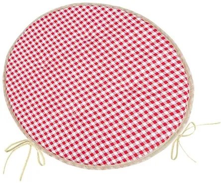 Pernă de scaun Bellatex Berta rotundă și netedă Pătrățele roșu, diametru 40 cm