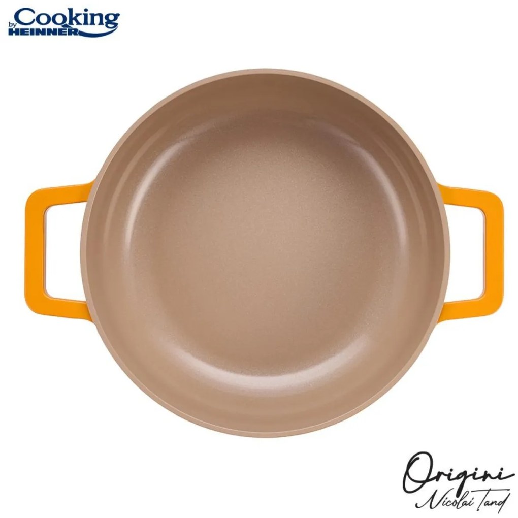 Cratiță din aluminiu turnat cu capac 26x8 cm, 3.4L – Cooking by Heinner, Colecția Origini HR-BJK-CR26, strat antiaderent, eficiență termică