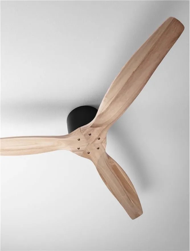 Ventilator de tavan cu telecomanda NINEMIA negru/natural wood