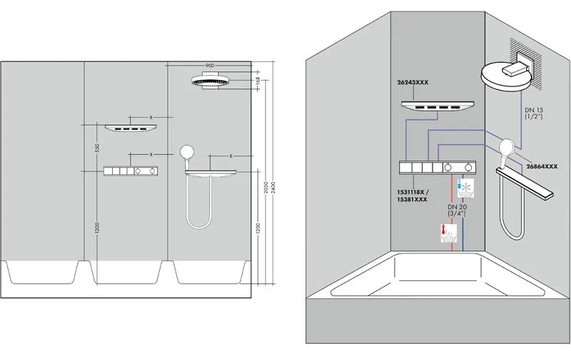 Palarie de dus fix, Hansgrohe, Rainfinity 360, 1 jet, alb mat